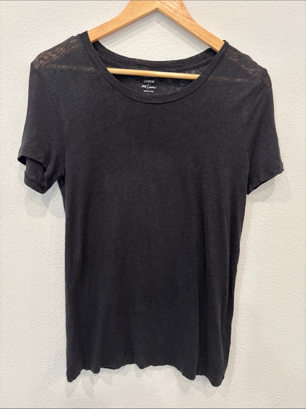 J. Crew Women’s 100% Linen Black Short Sleeve Crewneck Tee Size S